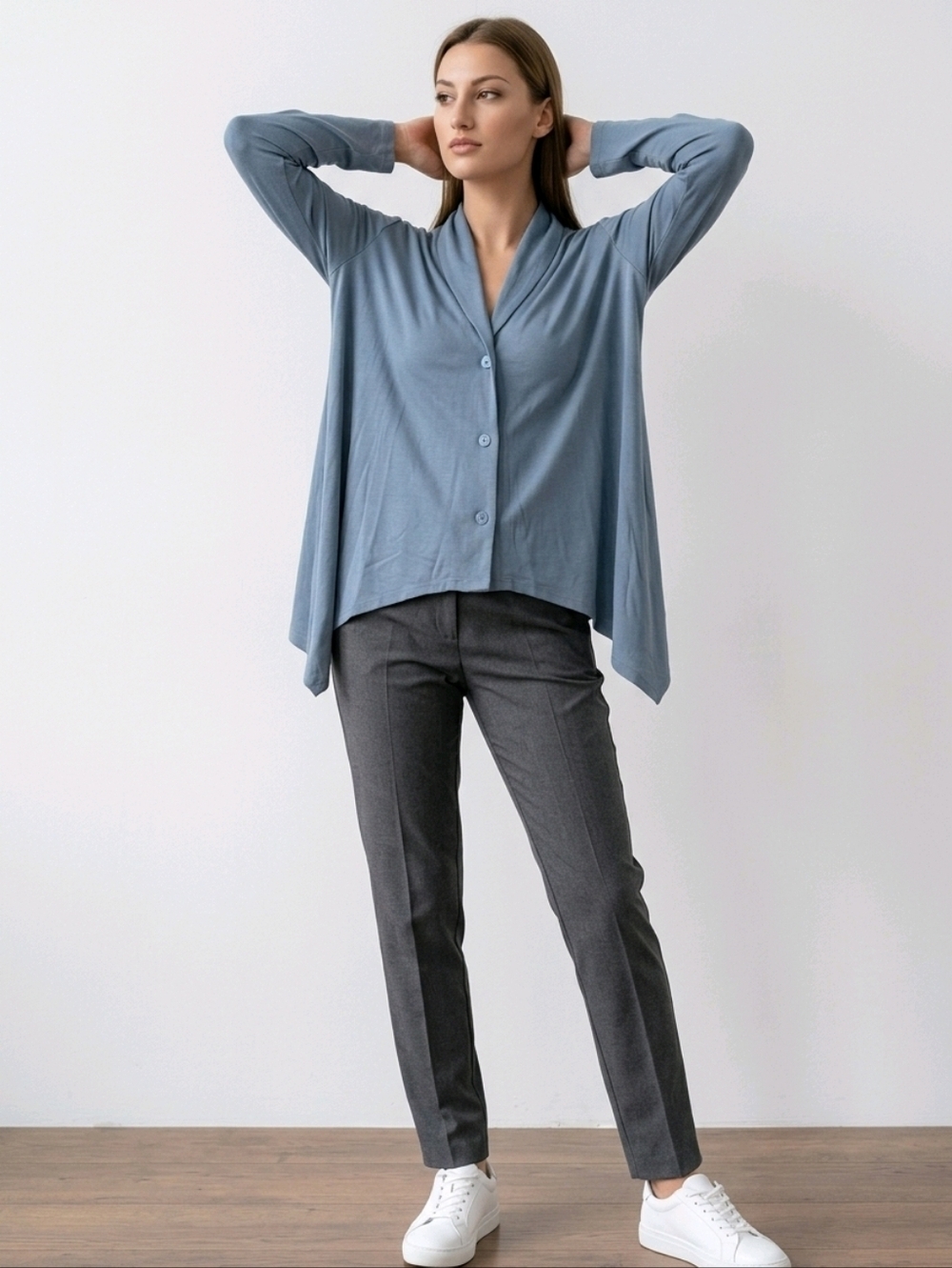 NWT Talbots Blue Button Down Irregular Shirt ~sz Medium